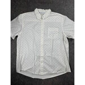 Free Assembly Shirt Mens XXL White Cotton Floral Button Down Short Sleeve Preppy